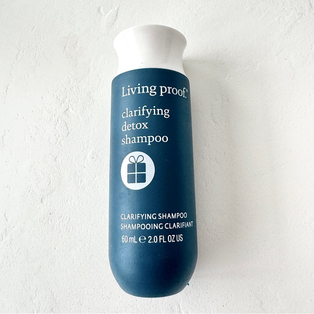Living Proof Clarifying Shampoo in Blue and White Bottle